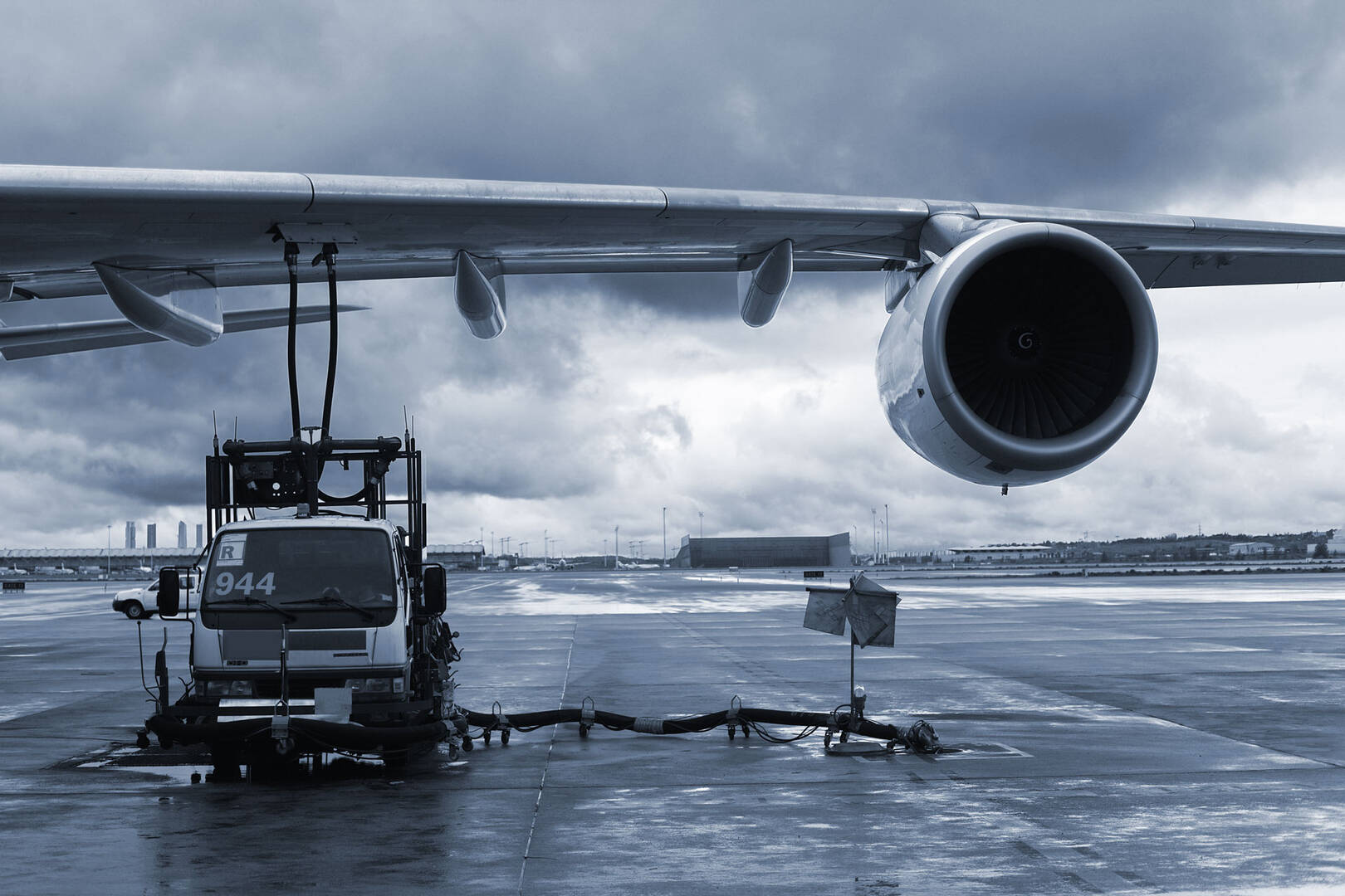 Airplane refueling at airport